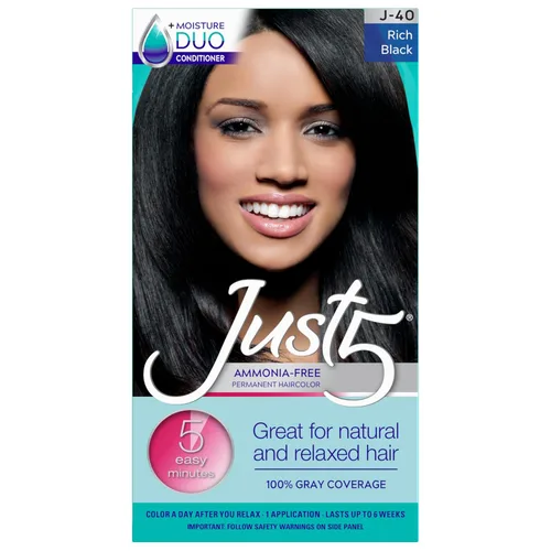 Miniatura 10 de Just 5 Tinte permanente para el cabello de las mujeres en 5 minutos con acondicionador, coloración del cabello gris para las mujeres - Negro azabache