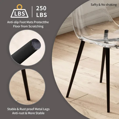 Miniatura 4 de Juego de mesa de comedor de cristal redondo transparente para 4, juego de mesa de cocina circular de 5 piezas, juego de mesa de comedor circular