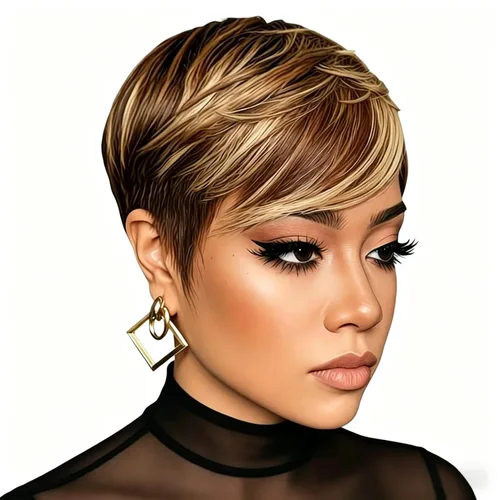 Miniatura 16 de Pelucas Honey Blonde sin pegamento para usar y quitar, pelucas de cabello humano cortas con corte Pixie para mujeres, peluca de cabello humano corta