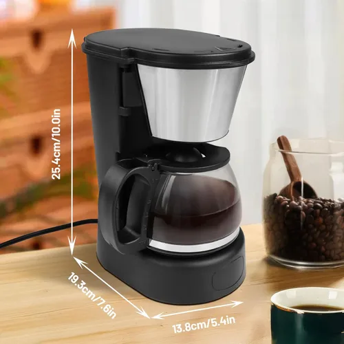 Miniatura 2 de Cafetera de goteo de 5 tazas de café antigoteo de un solo toque con jarra de filtro reutilizable, para mantener el calor, cuchara, cafetera
