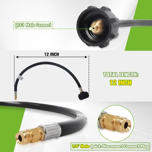 Miniatura 9 de Kit de regulador de tanque de propano dual RV, regulador de propano LP de cambio automático de 2 etapas con dos mangueras de coleta de 12 pulgadas