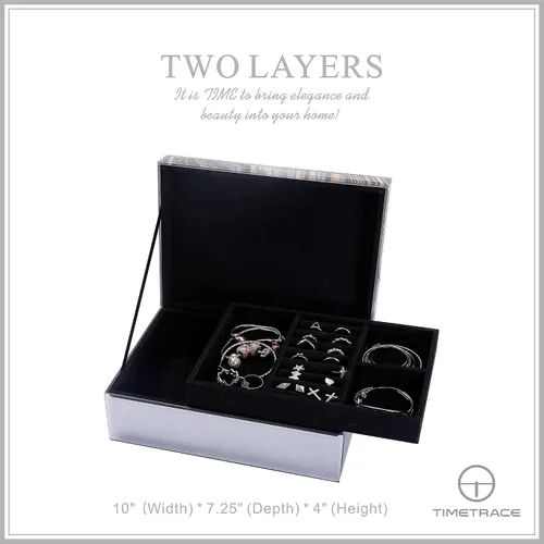 Miniatura 5 de Timetrace Joyero grande de cristal, caja decorativa, caja de recuerdo, decoración de mármol, organizador de joyas, decoración glamorosa