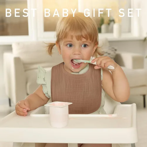 Miniatura 3 de Baberos de muselina para babeo de bebé unisex para niños y niñas, paquete de 10 baberos de algodón suave para dentición y babeo, regalos esenciales