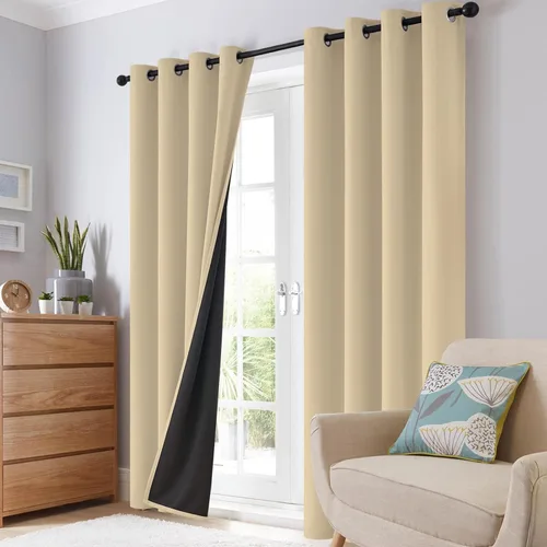 Miniatura 8 de SimpleHome - Cortinas opacas 100% para recámara, cortinas de ventana con ojales beige, con aislamiento térmico, cortinas de oscurecimiento