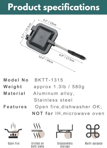 Miniatura 6 de camping moon Sandwichera Arena caliente Solo quemador Gas Fire Open Fire Compact Aluminio TT-1315 (negro)