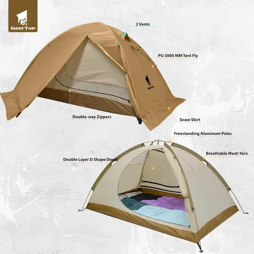 Miniatura 3 de GEERTOP 2-Person 4-Season Ultralight Waterproof Backpacking Tent