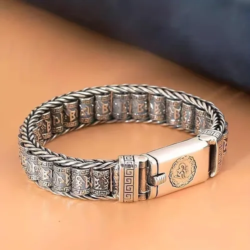 Miniatura 2 de Glowave 925 Sterling Silver Feng Shui Bracelet, Fortune Protection Bangle, Simple Lucky Creative Fengshui Decor for Wealth and Happiness Amulet