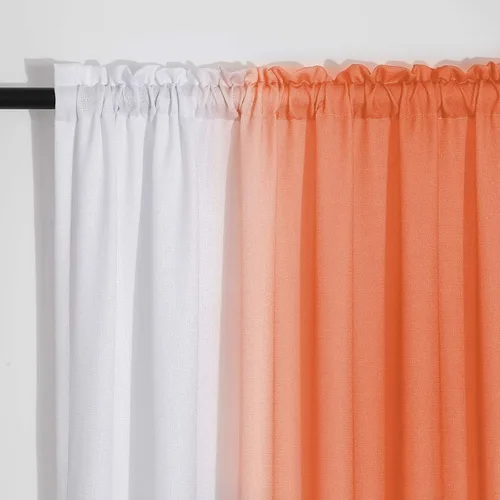 Miniatura 4 de Melodieux Cortinas semitraslúcidas de lino degradado de 63 pulgadas de largo para sala de estar, cortinas horizontales de gasa con bolsillo