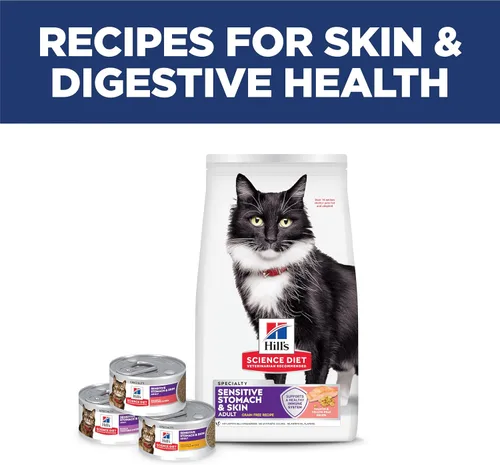 Miniatura 11 de Hill's Science Diet Estómago y piel sensibles, adultos de 1 a 6 años, soporte de sensibilidad estomacal y de la piel, alimento seco para gatos