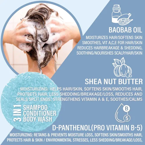 Miniatura 3 de Luxiny Bay Rum - Barra de champú vegano, sin sulfatos, fabricado en Estados Unidos, champú, acondicionador y gel de baño 3 en 1 para hombre, ideal