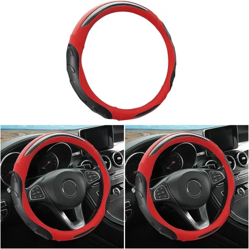 Miniatura 9 de Funda de Volante de Cuero, Protector de Volante de Auto Elástico, Funda de Volante Universal de 15 Pulgadas Antideslizante Transpirable Sin Olor