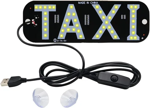 Miniatura 7 de YSY 1 juego de decoración de letrero LED de taxi, nuevo modelo de taxi con gancho intermitente de taxi intercambiable por USB en la ventana del Verde