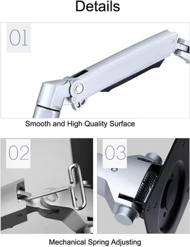 Miniatura 2 de XSJ8013WT Soporte de pared para computadora portátil, brazo ultra largo, resorte mecánico de aluminio, movimiento completo, soporte para monitor