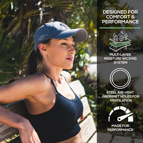 Miniatura 14 de SAAKA Sombrero de rendimiento para hombres y mujeres. Ajustable, absorbe el sudor. Golf, tenis, correr y deportes.