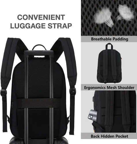 Miniatura 6 de Mochila grande para portátil de mano para viajes, Set negro, Mochilas Daypack