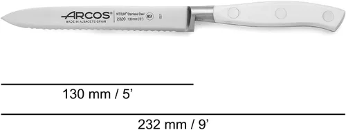 Miniatura 2 de Arcos Cuchillo forjado dentado de acero inoxidable de nitrum de 5 pulgadas y hoja de 5.118 in. Mango ergonómico POM de polioximetileno. Serie Blanco