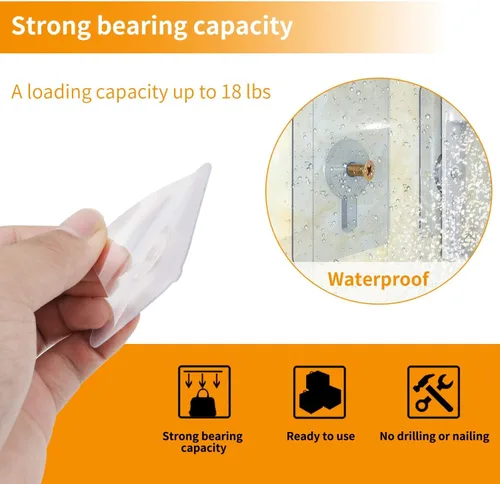 Miniatura 5 de OOTSR Juego de 12 tornillos adhesivos para montaje en pared, clavos colgantes sin rastro, sin perforación, tornillos adhesivos con destornillador