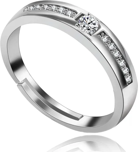 Miniatura 3 de Uloveido - Juego de 2 anillos de compromiso ajustables para él y ella con diseño de corazón a juego, regalo de boda para parejas LB018