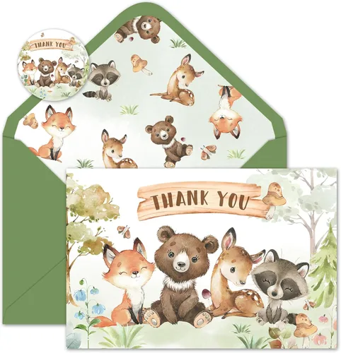 Miniatura 9 de Whaline Paquete de 24 tarjetas de agradecimiento de dinosaurio, tarjetas de felicitación jurásicas verdes con sobres, tarjetas de notas en blanco