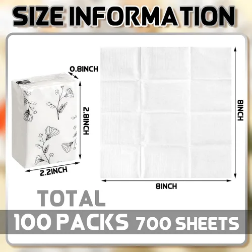 Miniatura 3 de Yinder 100 pañuelos de bolsillo a granel para boda, mini pañuelos de viaje, servilletas faciales a granel para invitados, servilletas faciales de 3
