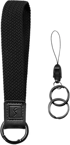 Miniatura 20 de Fishent Llavero elástico, bonito llavero de pulsera, cordón de muñeca tejido mejorado para llaves, llaveros para mujeres y hombres, llaves