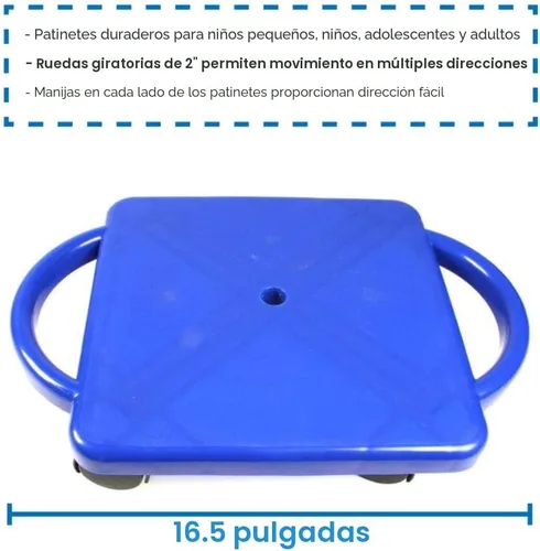 Miniatura 3 de hand2mind Blue Indoor Scooter Board with Handles, Sit Down Floor Scooter