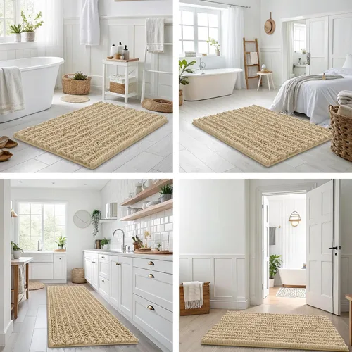 Miniatura 7 de Smiry Alfombras de Baño 24x16 pulgadas, Alfombras de Baño de Chenilla Extra Suaves y Absorbentes, Respaldo de Goma Antideslizante, Lavable a Máquina