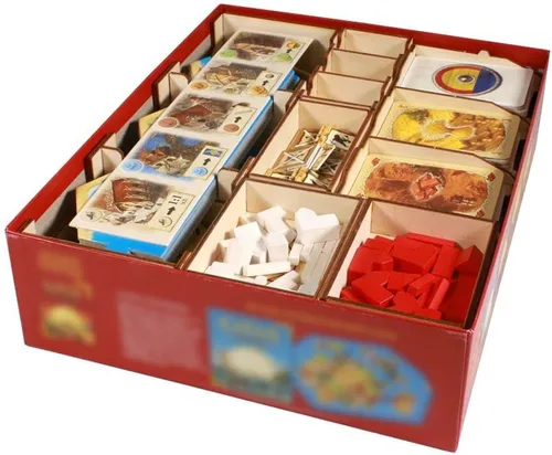 Miniatura 2 de The Broken Token Organizador de juegos compatible con Catan Base Game – Caja organizadora de juegos de madera con múltiples bandejas