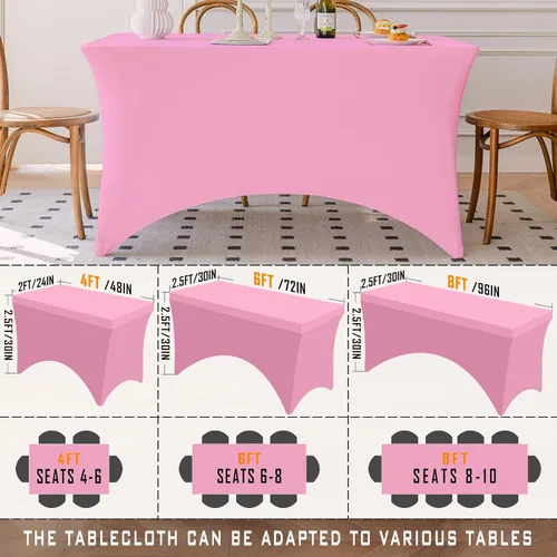 Miniatura 19 de Famstar Paño de Mesa Negro de 4 Pies de Elastano, Paño de Mesa Ajustado para Mesas Rectangulares, Fundas Elásticas Lavables Sin Arrugas