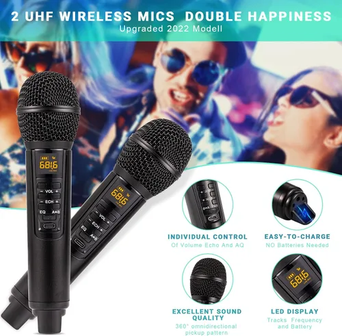 Miniatura 2 de Máquina de karaoke para adultos y niños, máquina de karaoke portátil Bluetooth con soporte para teléfono celular, sistema de altavoces PA con 2