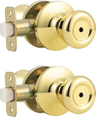 Miniatura 24 de GOBEKOR Paquete de 1 perillas para puerta de paso, pomos interiores de latón pulido sin llave, pomos de puerta de armario, pasillo, pomo de paso