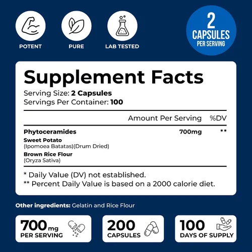Miniatura 2 de We Like Vitamins Phytoceramides 700mg - 200 cápsulas totalmente naturales sin trigo y a base de plantas - Suplemento de fitoceramida - Suplemento