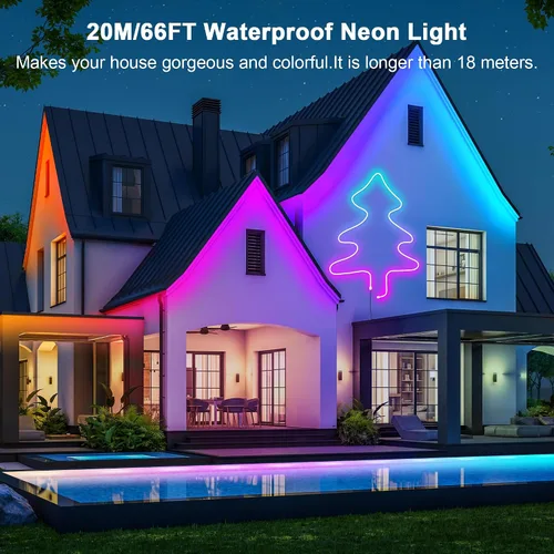 Miniatura 2 de Cozylady 66 pies (33 pies * 2 rollos) luces de cuerda LED RGB de neón para dormitorio, lámpara de tira LED de 20 m con cinta adhesiva de doble cara