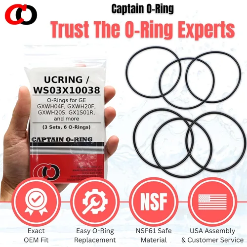 Miniatura 6 de Captain O-Ring – Juntas tóricas de repuesto UCRING / WS03X10038 para GE GXWH20F GXWH20T GXWH04F GXRM10RBL GX1S01R carcasas de filtro de agua