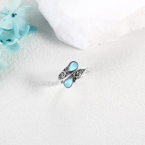 Miniatura 5 de Anillo para mujer de plata de ley, banda ajustable, anillos abiertos, regalos de joyería para niñas