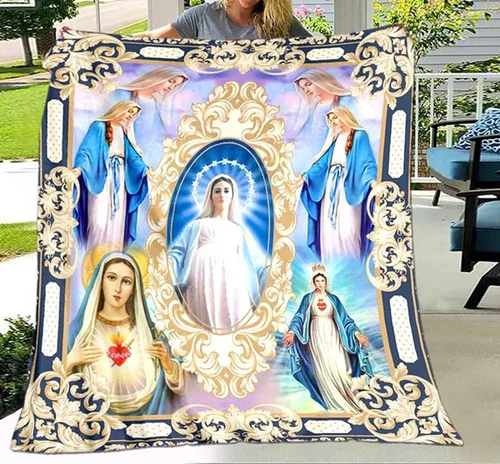 Manta de franela ultrasuave de Jesús Virgen María para sala de estar/dormitorio, manta cálida (A, 4.9 ft* 5.9 ft (60 x 70 pulgadas)
