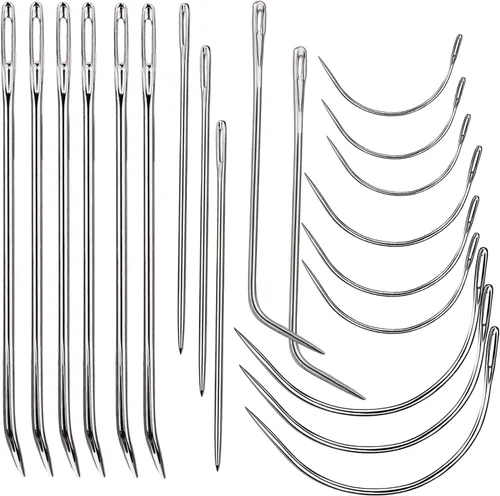 20 piezas de agujas de coser de cuero, kit de agujas de coser de alta resistencia incluye aguja de cuero curvada, aguja de saco, aguja de coser a