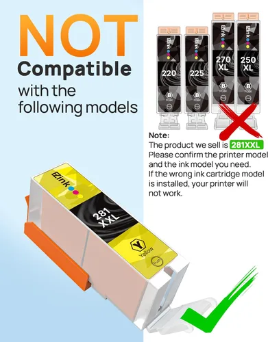 Miniatura 5 de E-Z Ink Cartucho de tinta de repuesto compatible para Canon CLI-281XXL CLI281XXL 281XXL para usar con impresora TR7520 TR8520 TS6120 TS6220 TS6320