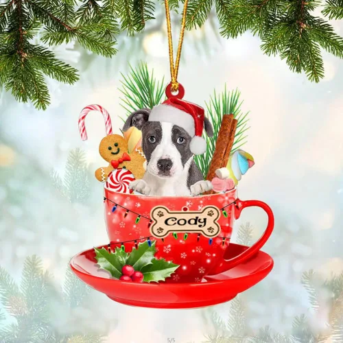Miniatura 82 de NAZENTI Adorno personalizado de Alaskan Malamute en taza roja, adorno de Navidad personalizado para perros amantes de las mascotas, colgante