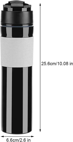 Miniatura 4 de Botella de prensa de café, taza portátil de 11.8 fl oz para té y café, botella de café, taza de viaje, taza de agua, taza de café, taza de agua Negro