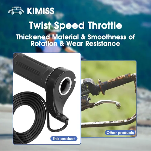 Miniatura 6 de KIMISS Acelerador de motocicleta, agarre universal de acelerador de velocidad de scooter eléctrico con 3 cables 12, 24, 36, 48V