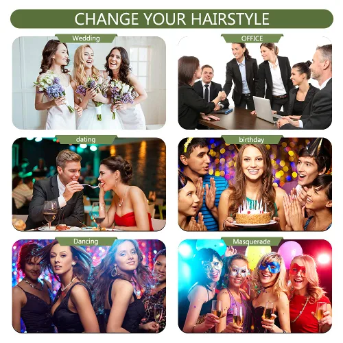 Miniatura 6 de Extensiones de cabello negro lacio, 2 juegos de extensiones de cabello con clip para mujeres, Halloween, 5 piezas de 22 pulgadas, piezas de cabello