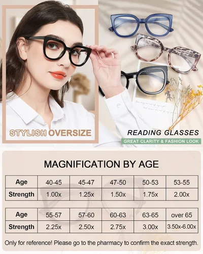 Miniatura 5 de MARE AZZURO Gafas de lectura de gran tamaño para mujer, con estilo, grandes lectores 1.0 1.25 1.5 1.75 2.0 2.25 2.5 2.75 3.0 3.5 4.0 5.0 6.0 Negro