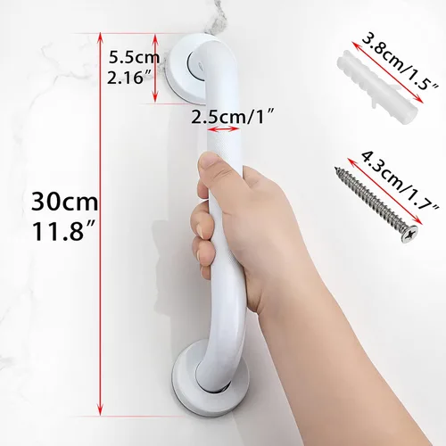 Miniatura 3 de Sumnacon Barra de agarre antideslizante de 12 pulgadas, mango de ducha resistente de acero inoxidable con tornillos, barra de ducha de seguridad