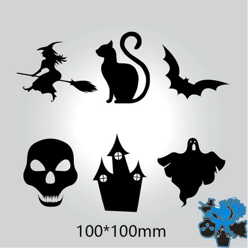 Miniatura 3 de Troqueles de metal para Halloween con diseño de gato y bruja para hacer tarjetas, plantillas de corte para álbumes de recortes, álbum de fotos