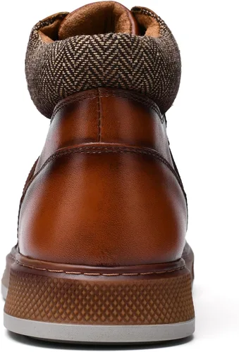 Miniatura 8 de Holy dove Men's Casual Oxford Sneaker Boots Mid-Top Lace-Up Fashion Ankle Chukka Boot Genuine Leather Upper Fashion Shoes for Men Comfortable and