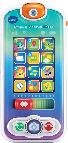 VTech Desliza y descubre el teléfono, teléfono de juego para bebés niñas y niños, juguete interactivo con luces y sonidos, juguetes de teléfono