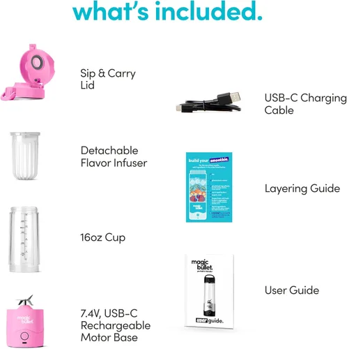 Miniatura 2 de magic bullet Licuadora portátil MBPB50100FP Rosa Flamingo