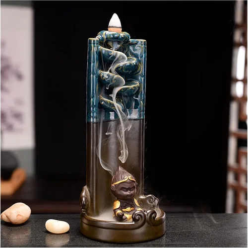 Miniatura 5 de UNNS Soporte de incienso para cascada, quemador de incienso de retorno, soporte creativo para decoración de oficina en el hogar, artesanía, cerámica