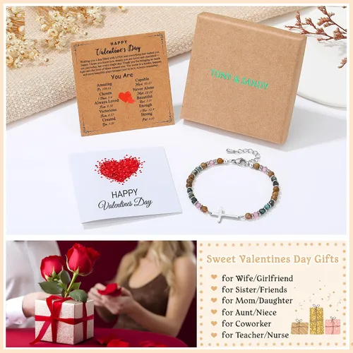 Miniatura 6 de TONY & SANDY Pulsera de cruz cristiana para mujer, regalo de San Valentín para ella, regalo de confirmación de bautismo, Pascua, regalo único
